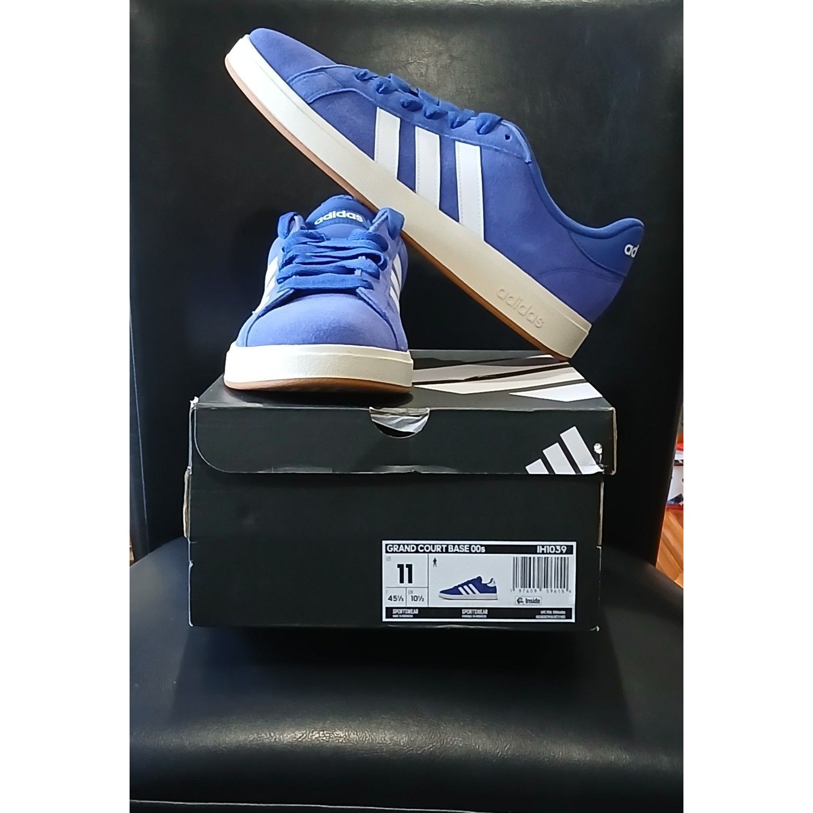 Adidas Grand Court Blue/White Sneakers W Fat Laces. Ih1039. Men Size 11. Nwb
